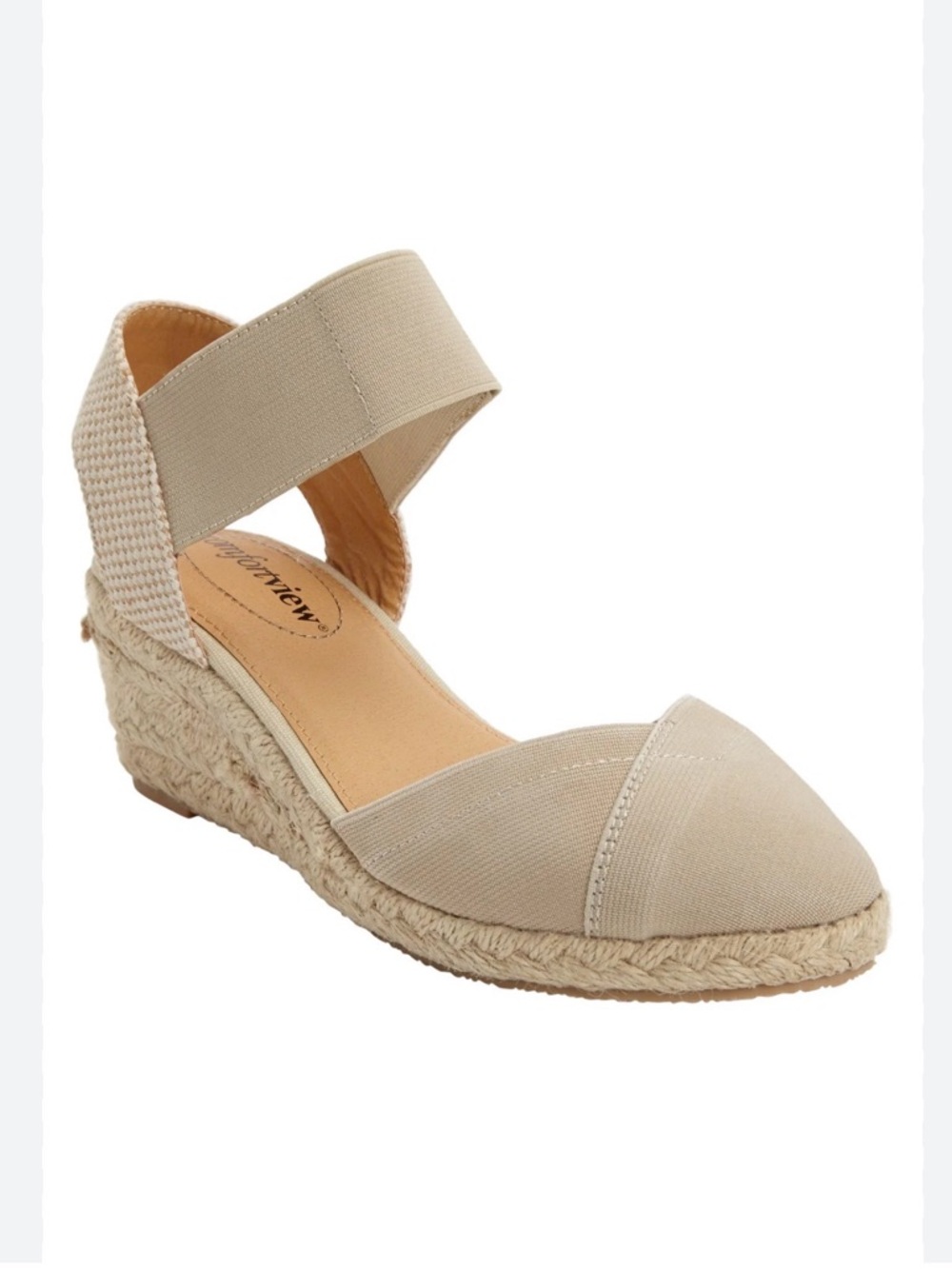 Comfort View Tan Espadrille Wedge Sandal with Ankle Strap Size 8.5 New